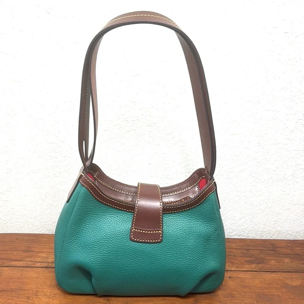Dooney & Bourke Hobo Elegant Green and Brown Leather Women's Shoulder Bag.